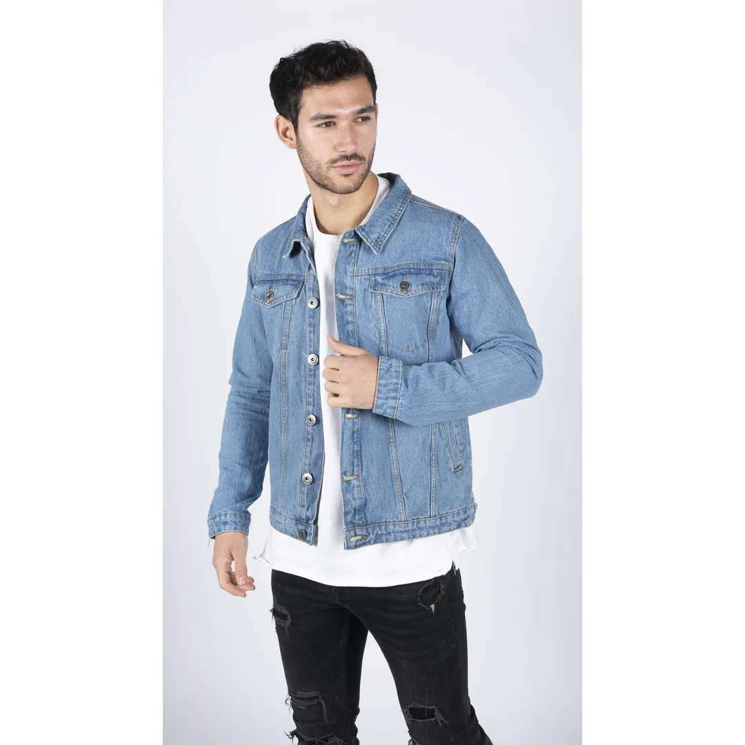 Men's Classic Denim Jacket Jeans Black Stonewash Blue Short 80s Classic sold by Tru Clothing product image thumbnail 3
