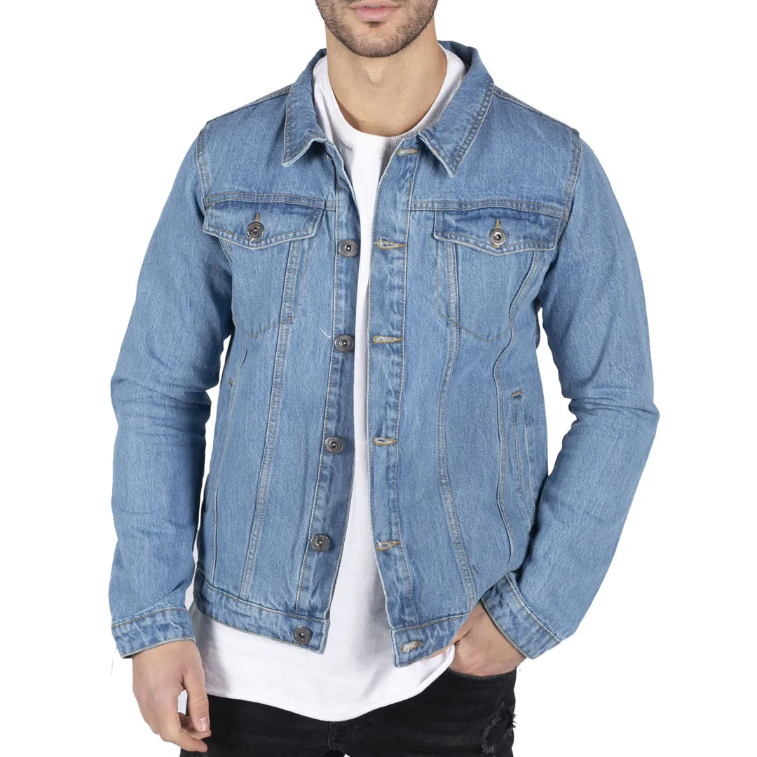 Men's Classic Denim Jacket Jeans Black Stonewash Blue Short 80s Classic sold by Tru Clothing