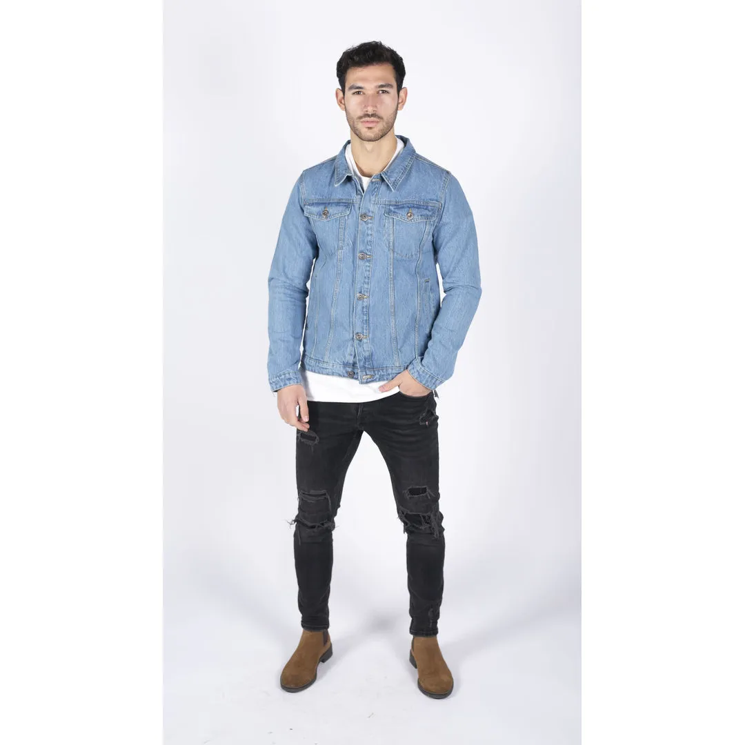 Men's Classic Denim Jacket Jeans Black Stonewash Blue Short 80s Classic sold by Tru Clothing product image thumbnail 4