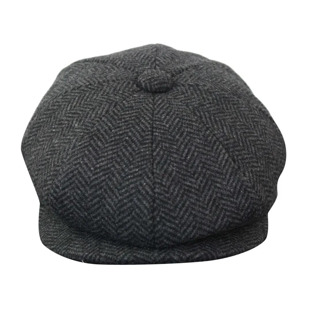 Men's Tweed Newsboy Cap Peaky Blinders Flat Check Grandad Hat Classic sold by Tru Clothing