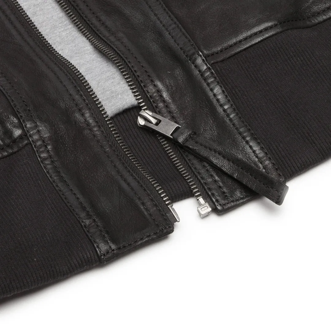 Women's Leather Bomber Jacket Short Zipped Brown Tan Black Blue Grey sold by Tru Clothing product image thumbnail 4