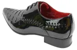 Mens Italian Design Black Red Laced Leather Shiny Patent Shoes Smart Casual sold by Tru Clothing