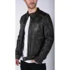 Men's Leather Black Brown Washed Jacket Biker Zipped sold by Tru Clothing