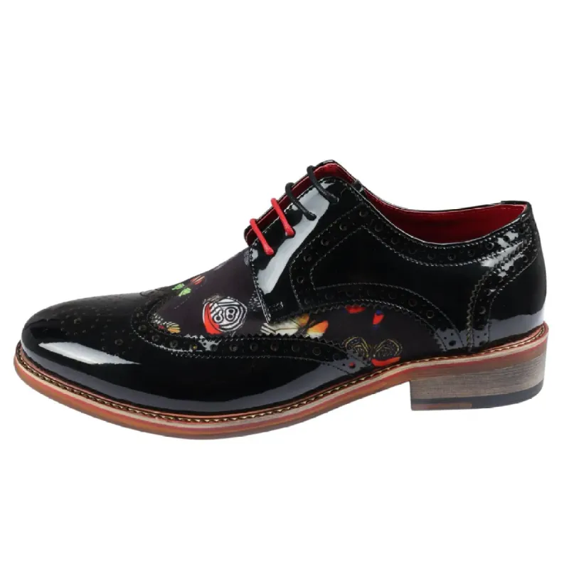 Julius - Men's Butterfly Print Patent Leather Brogue Shoes sold by Tru Clothing