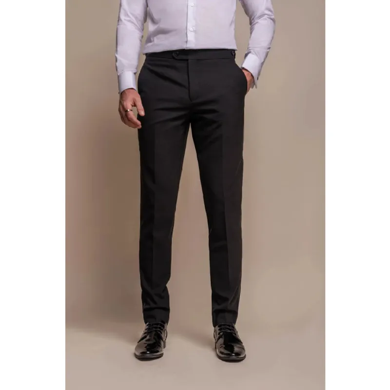 Aspen - Men's Plain Black Classic Trousers sold by Tru Clothing