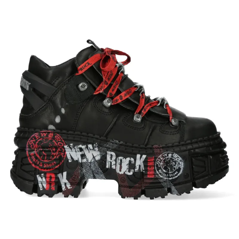 New Rock Boots WALL106-C9 Unisex Metallic Black Leather Platform Gothic Boots sold by Tru Clothing