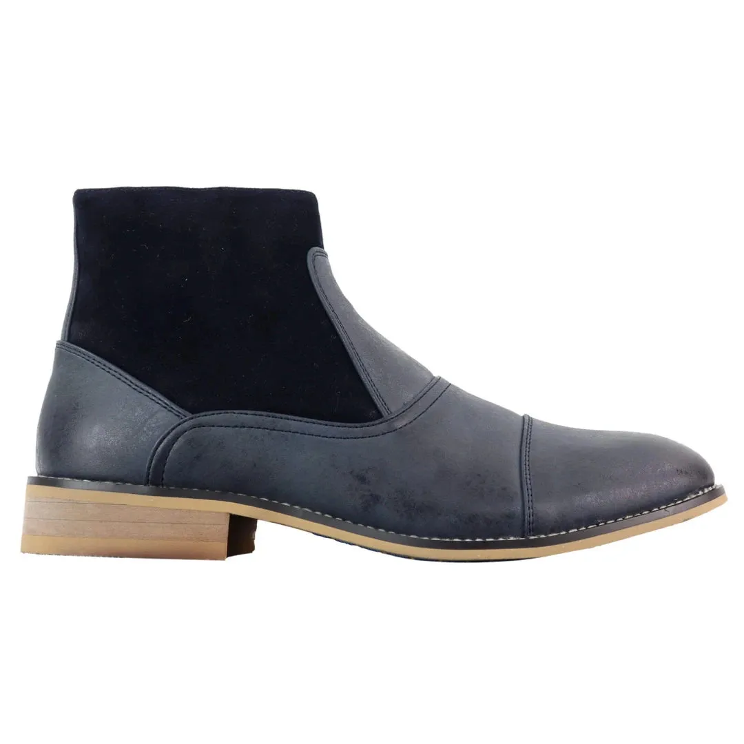 Mens Real Suede Leather Boots Slip on Side Zip Smart Casual Black Navy Blue sold by Tru Clothing product image thumbnail 5
