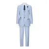 Caridi - Boys 3 Piece Check Suit Tweed Light Blue Wedding Peaky Classic sold by Tru Clothing