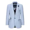 Caridi - Boys 3 Piece Check Suit Tweed Light Blue Wedding Peaky Classic sold by Tru Clothing