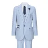 Caridi - Boys 3 Piece Check Suit Tweed Light Blue Wedding Peaky Classic sold by Tru Clothing