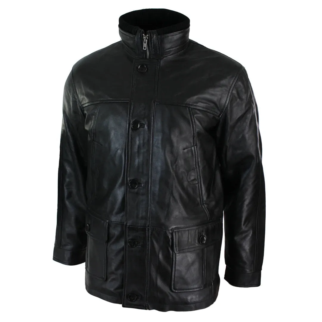 Men's Leather Safari Military Hunting Jacket Black Brown sold by Tru Clothing product image thumbnail 2