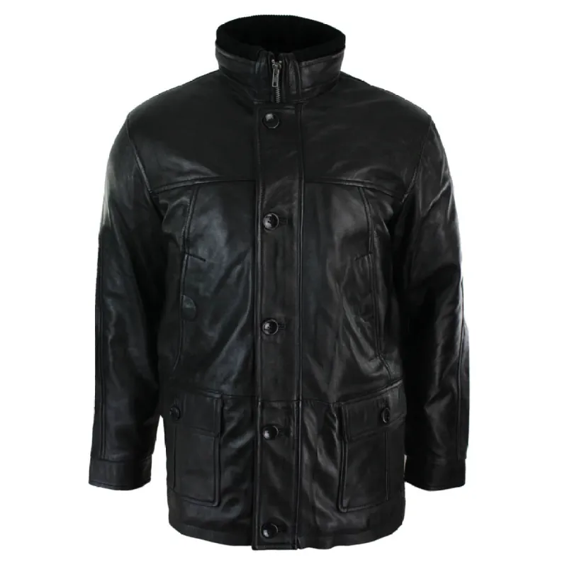 Men's Leather Safari Military Hunting Jacket Black Brown sold by Tru Clothing