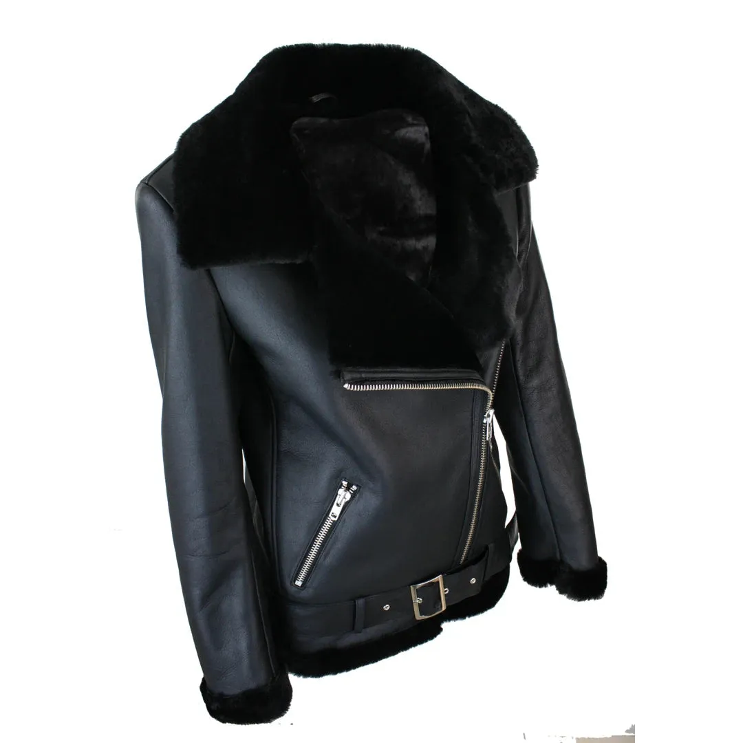 Women's Shearling Sheepskin Jacket Soft Brown Wool & Sealed Leather Outer sold by Tru Clothing product image thumbnail 3