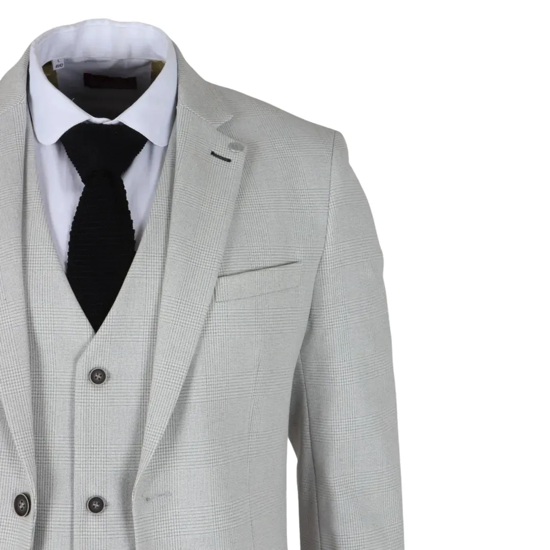 Miller - Men's Grey Checked Plaid Tailored Fit 3 Piece Suit sold by Tru Clothing product image thumbnail 5