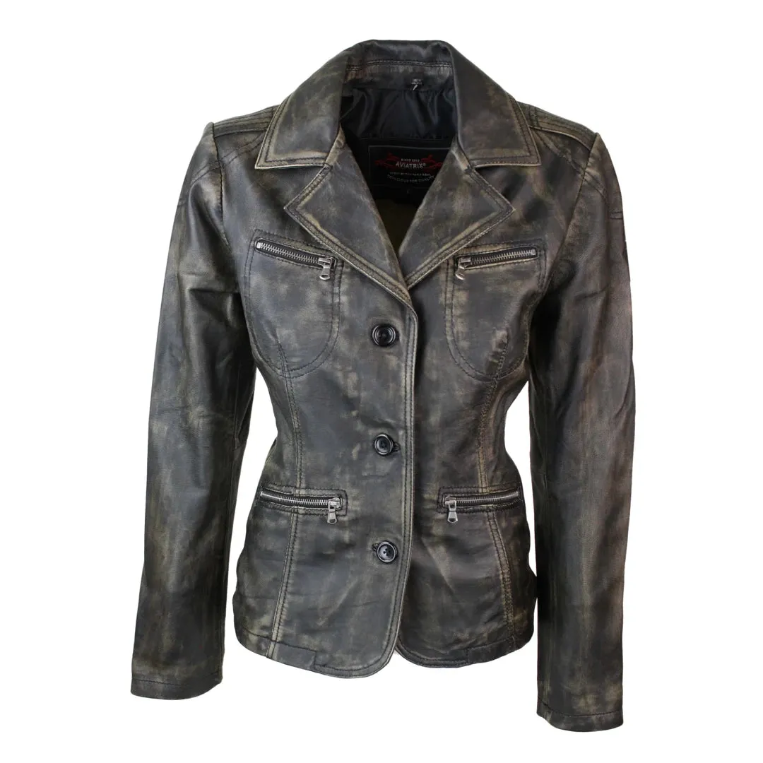 Women's Leather Blazer Black Gold Jacket sold by Tru Clothing