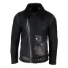 Men's Sheepskin Cross Zip Flying Jacket Pilot Flight Belt Fit Brando sold by Tru Clothing