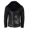 Men's Sheepskin Cross Zip Flying Jacket Pilot Flight Belt Fit Brando sold by Tru Clothing