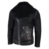 Men's Sheepskin Cross Zip Flying Jacket Pilot Flight Belt Fit Brando sold by Tru Clothing