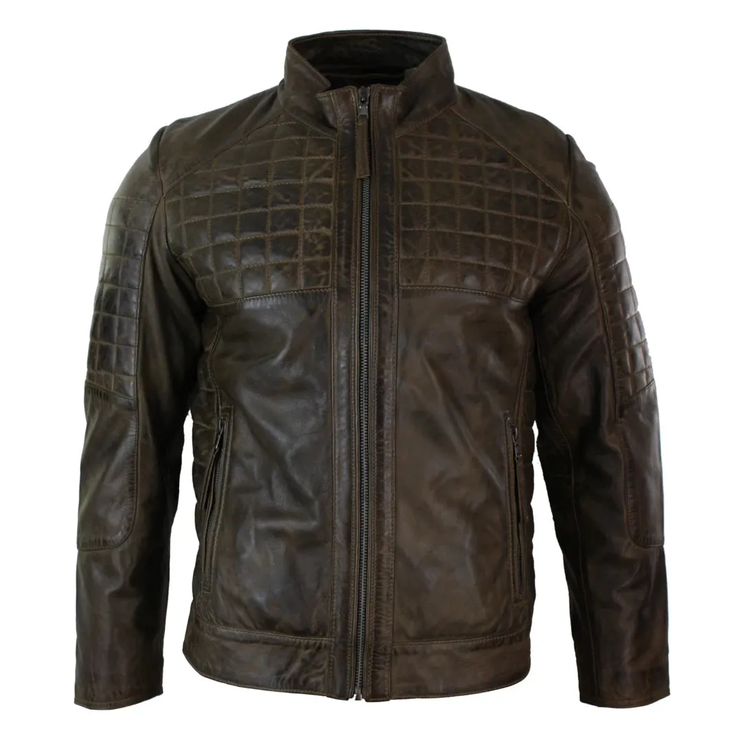 Men's Leather Stitch Leather Zipped Biker Jacket sold by Tru Clothing product image thumbnail 5