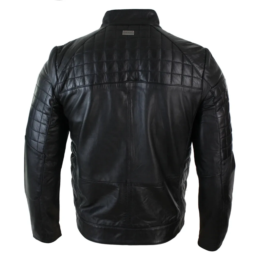 Men's Leather Stitch Leather Zipped Biker Jacket sold by Tru Clothing product image thumbnail 4