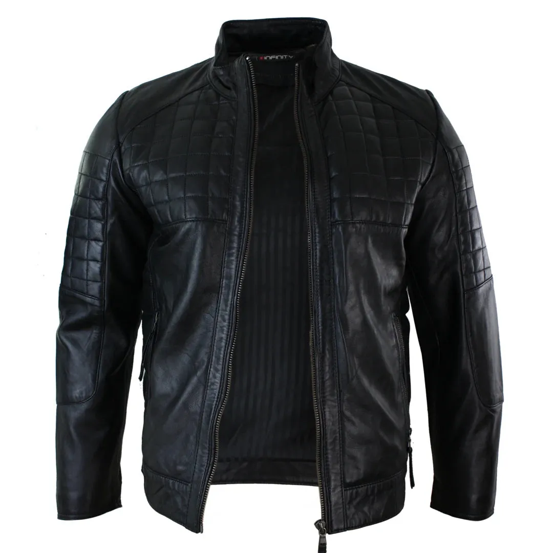 Men's Leather Stitch Leather Zipped Biker Jacket sold by Tru Clothing product image thumbnail 3