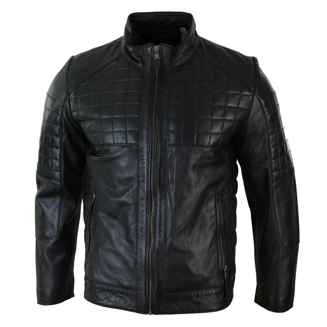 Men's Leather Stitch Leather Zipped Biker Jacket sold by Tru Clothing product image thumbnail 2