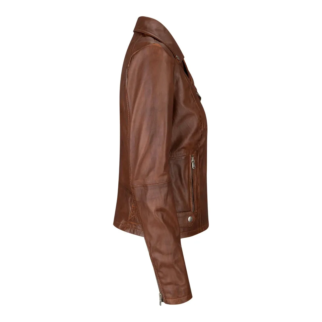 Brando Women's Timber Brown Classic Biker Leather Jacket sold by Tru Clothing product image thumbnail 2