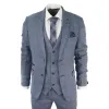 Harry - Men's 3 Piece  Wedding Suit Sky Blue Check sold by Tru Clothing