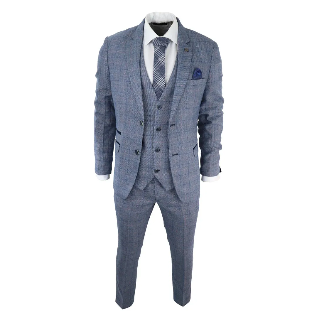 Harry - Men's 3 Piece Wedding Suit Sky Blue Check sold by Tru Clothing product image thumbnail 2