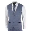Harry - Men's 3 Piece  Wedding Suit Sky Blue Check sold by Tru Clothing