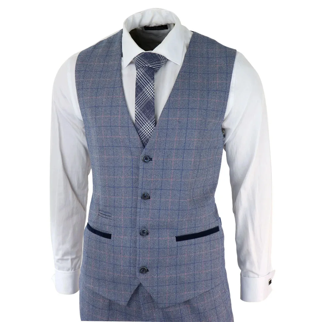 Harry - Men's 3 Piece Wedding Suit Sky Blue Check sold by Tru Clothing product image thumbnail 5