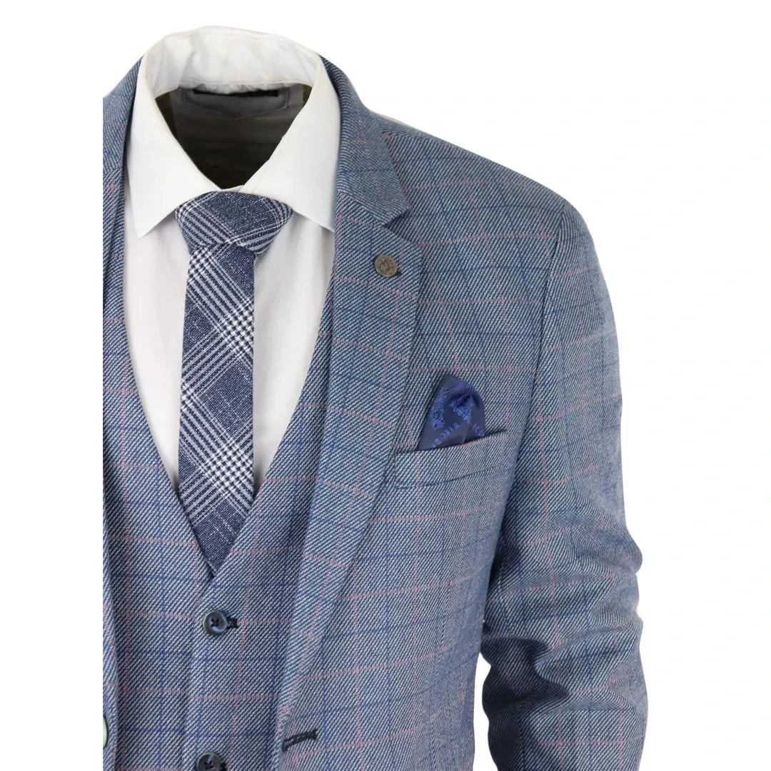 Harry - Men's 3 Piece Wedding Suit Sky Blue Check sold by Tru Clothing product image thumbnail 4
