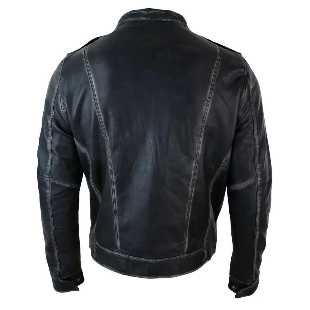 Men's Biker Motorcycle Distressed Brown Bomber Winter Leather Jacket sold by Tru Clothing product image thumbnail 5