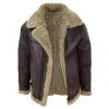 Men's Aviator Shearling Sheepskin Leather Bomber Flying Jacket sold by Tru Clothing
