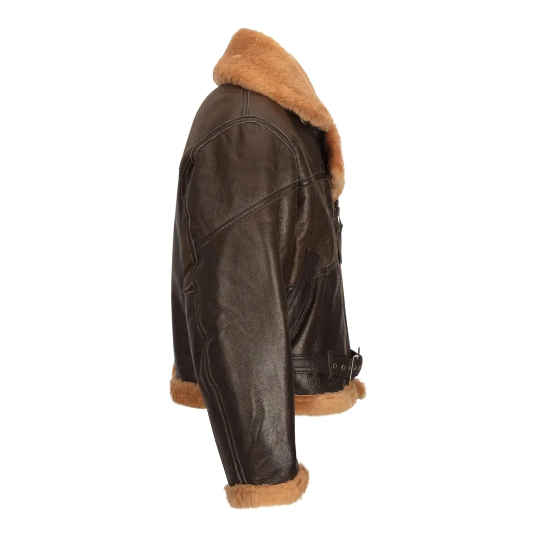 Women's Brown Sheepskin Flying Jacket Camel Fur Belt Zipped Winter sold by Tru Clothing product image thumbnail 2