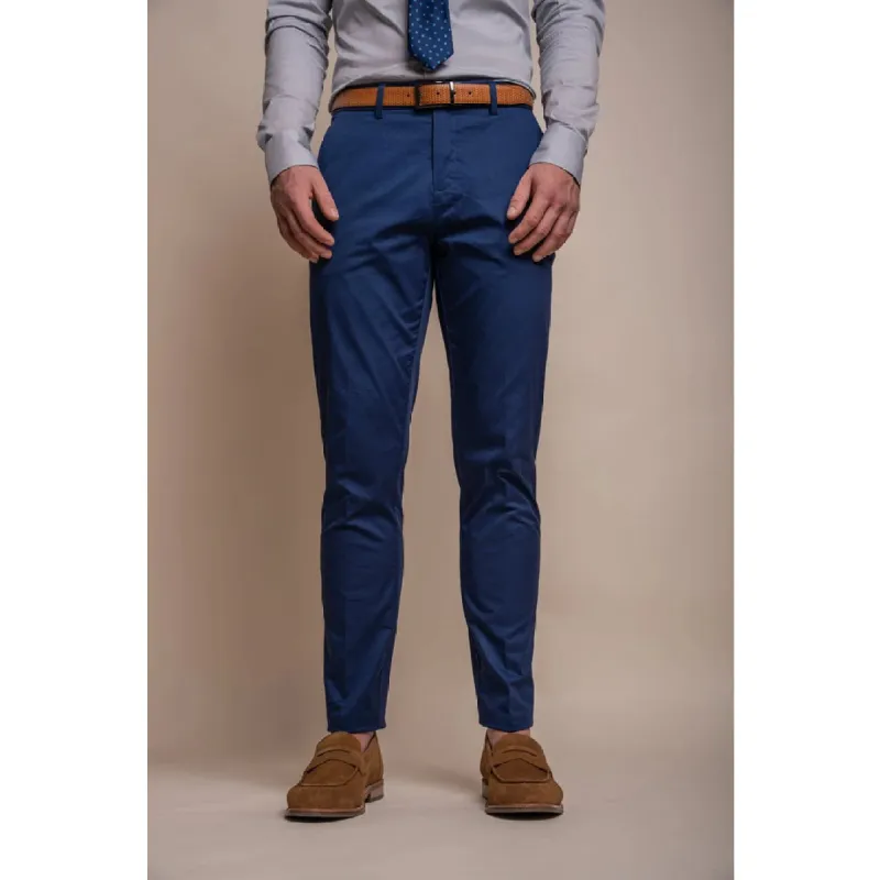 Mario - Men's Summer Blue Smart Trousers sold by Tru Clothing