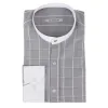 Men's Peaky Blinders Shirt Removable Collar Penny Button Check Nehru Collarless sold by Tru Clothing