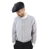 Men's Peaky Blinders Shirt Removable Collar Penny Button Check Nehru Collarless sold by Tru Clothing