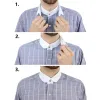 Men's Peaky Blinders Shirt Removable Collar Penny Button Check Nehru Collarless sold by Tru Clothing