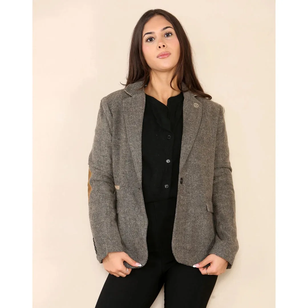 Women's Herringbone Tweed Waistcoat Blazer Oak Brown Classic Jacket sold by Tru Clothing product image thumbnail 3