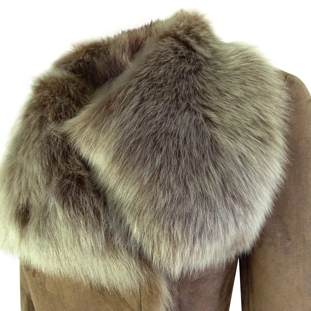 Women's Sheepskin Jacket Suede Button 3/4 Long Trench Coat Italian sold by Tru Clothing product image thumbnail 3