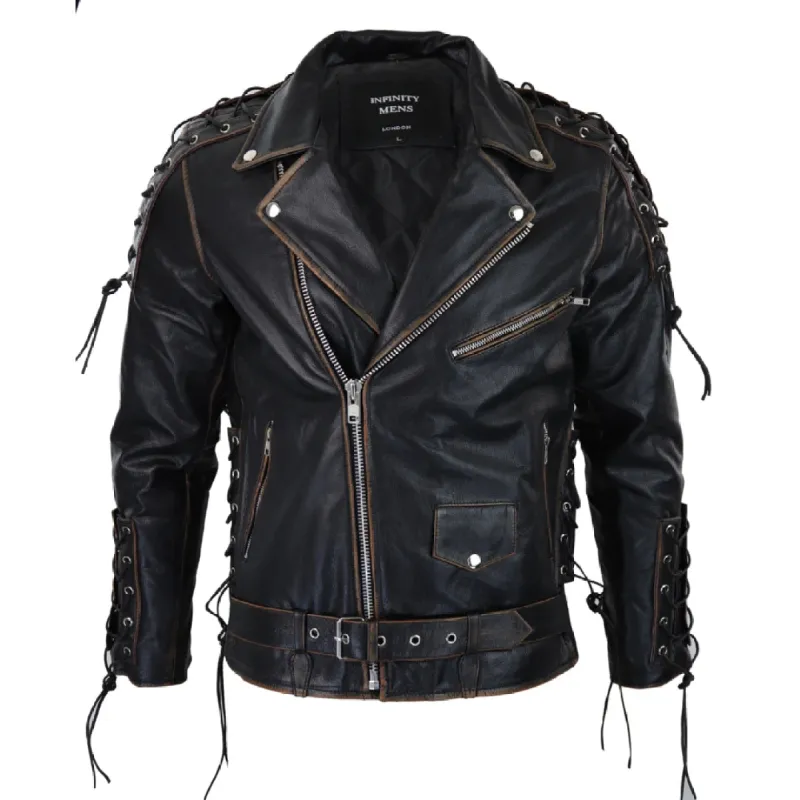 Men's Live To Ride Cow Hide Leather Jacket Original Cross Zip Brando Biker Motorcycle sold by Tru Clothing