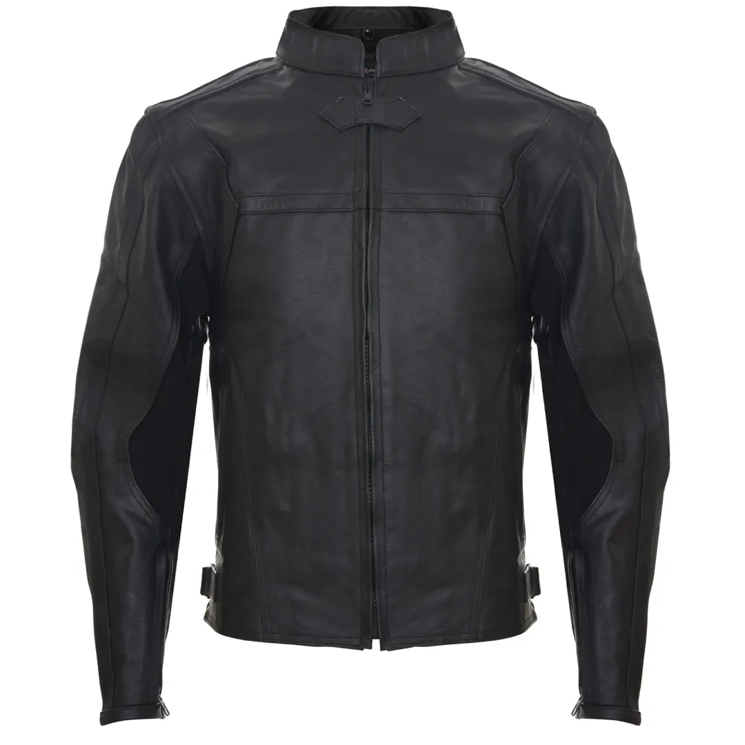 Men's Motorcycle Black Leather Hide Motorbike Jacket Zipped Nehru sold by Tru Clothing