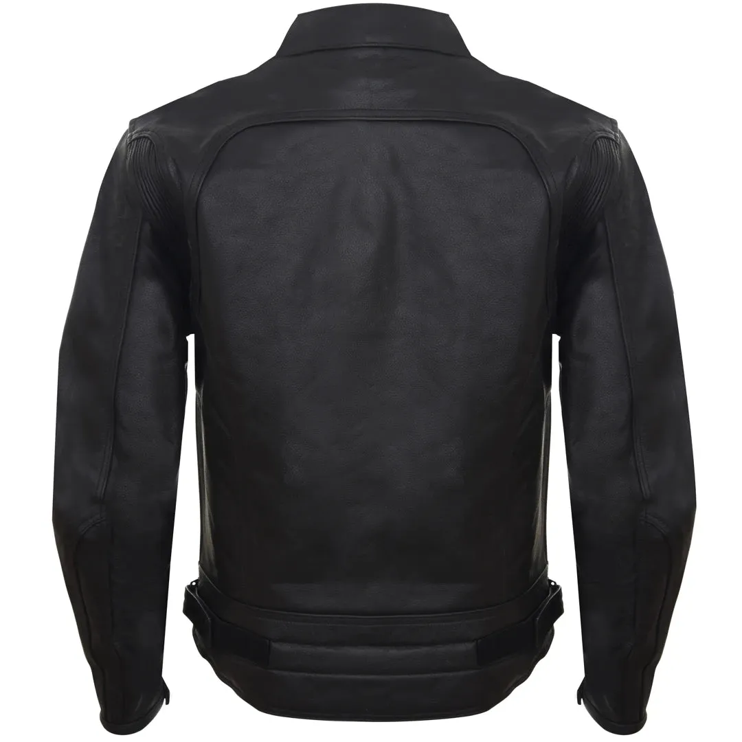Men's Motorcycle Black Leather Hide Motorbike Jacket Zipped Nehru sold by Tru Clothing product image thumbnail 4