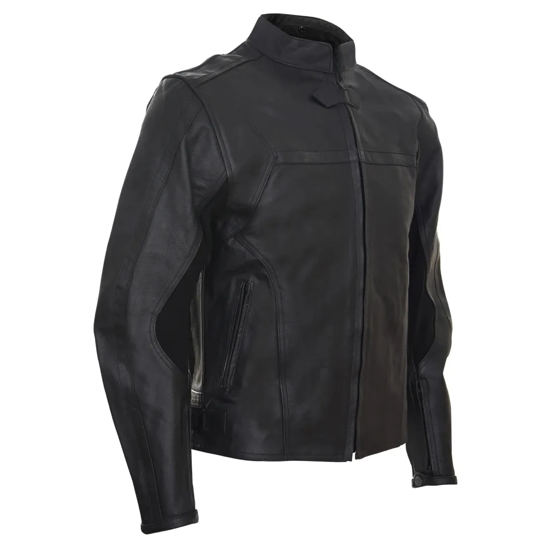 Men's Motorcycle Black Leather Hide Motorbike Jacket Zipped Nehru sold by Tru Clothing product image thumbnail 2