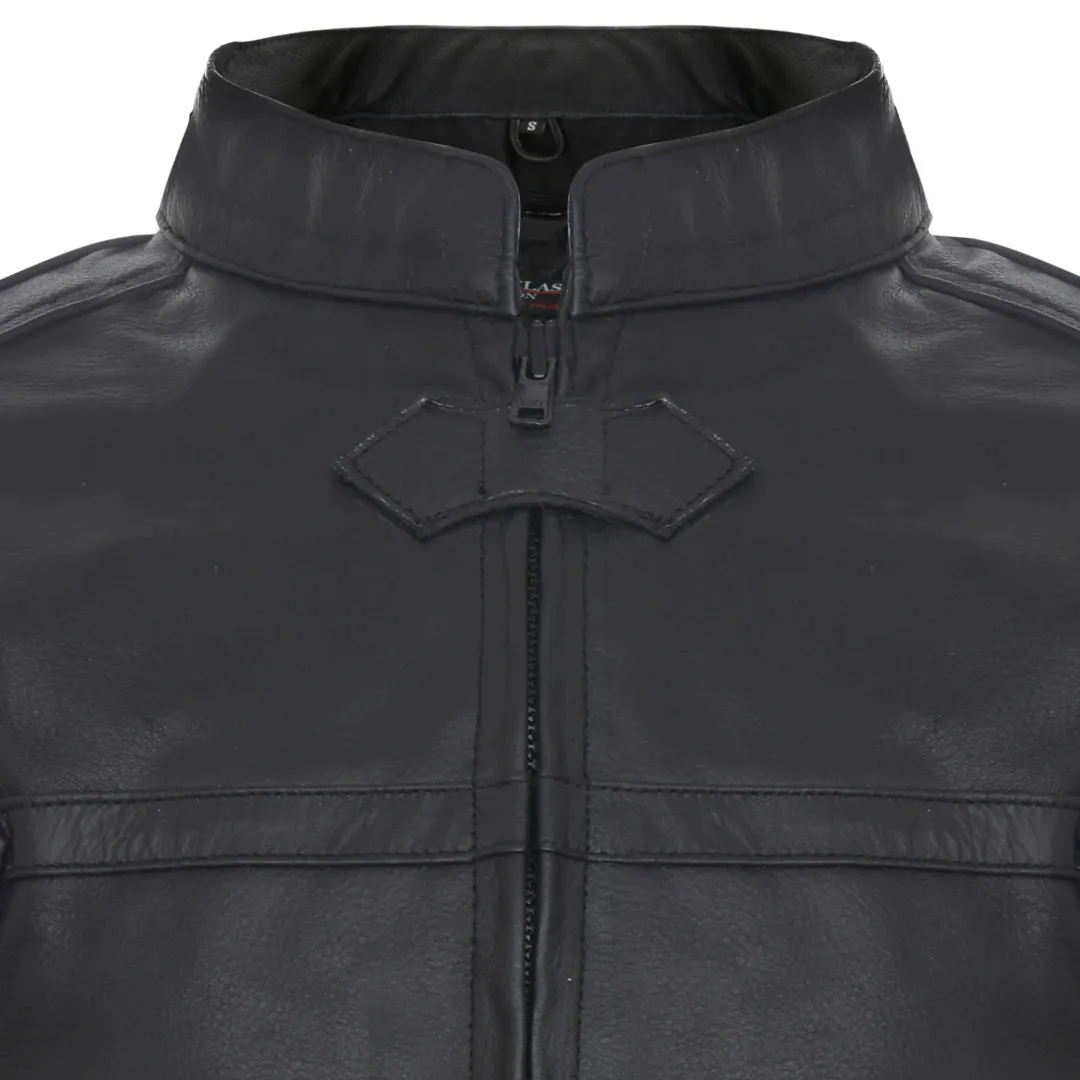 Men's Motorcycle Black Leather Hide Motorbike Jacket Zipped Nehru sold by Tru Clothing product image thumbnail 3