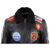 Men's Black Topgun Maverick Jacket Pilot Bomber US Badges Black Fur Tom Cat sold by Tru Clothing