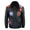 Men's Black Topgun Maverick Jacket Pilot Bomber US Badges Black Fur Tom Cat sold by Tru Clothing