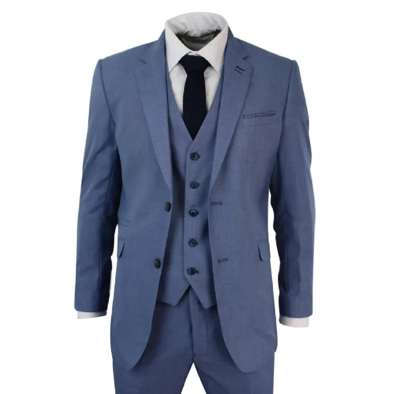 Bluejay - Men's Light Sky Blue 3 Piece Formal Wedding Party Suit sold by Tru Clothing