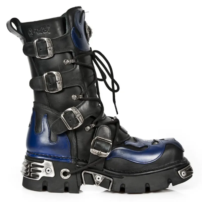 New Rock 107-S2 Mens 100% Leather Silver Skull Devil Metallic Boots sold by Tru Clothing
